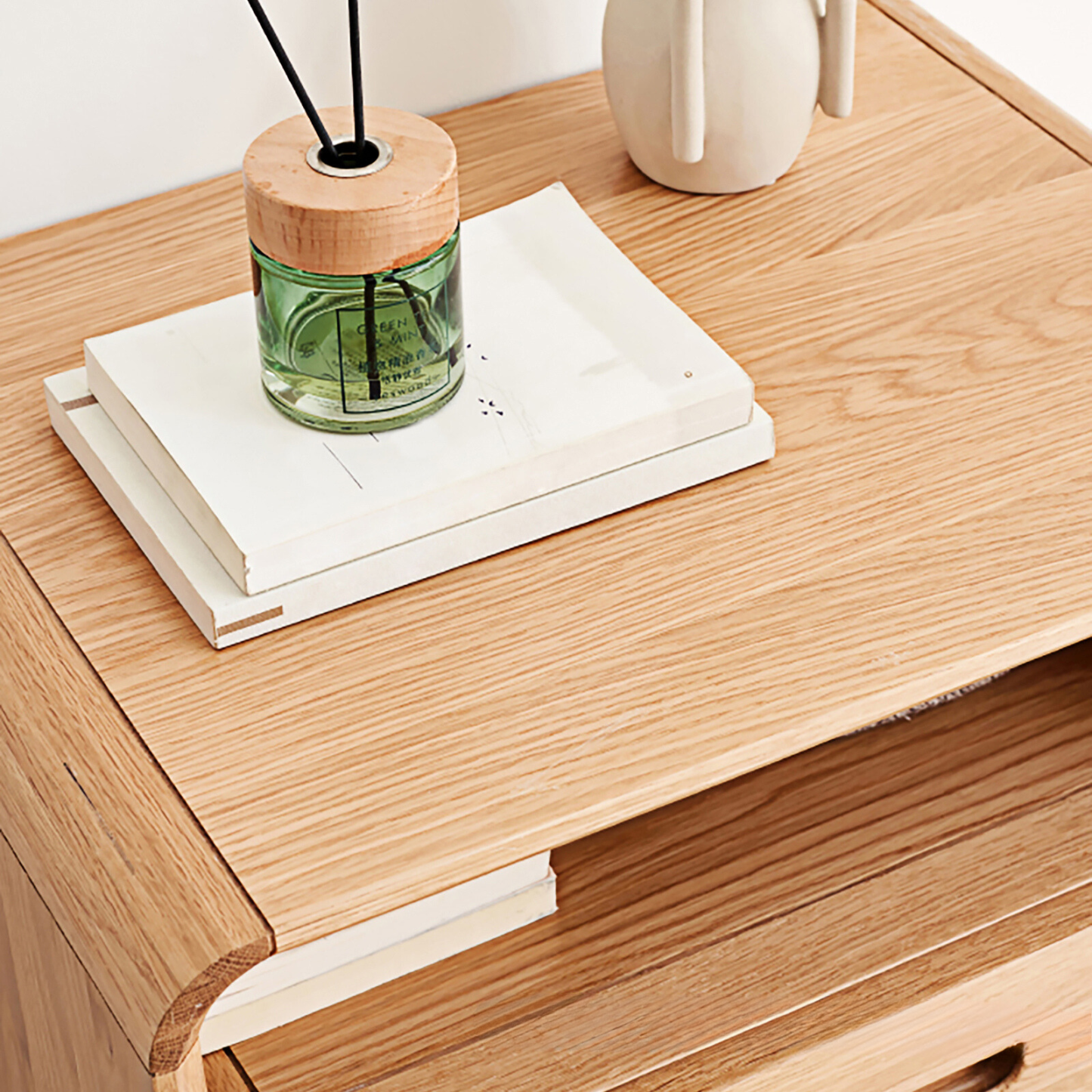 小淘家全实木床头柜现代简约橡木床边收纳柜北欧卧室原木小柜子