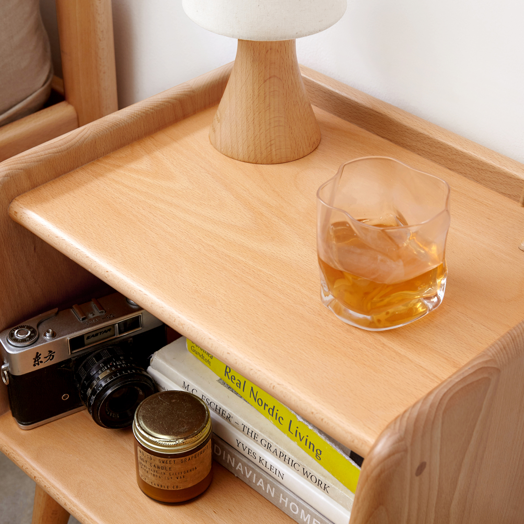 小淘家全实木床头柜现代简约欧洲榉木床边柜北欧卧室原木收纳柜