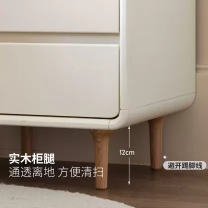 小淘家实木床头柜奶油风奶糖床边柜白色床边收纳柜卧室简约柜子