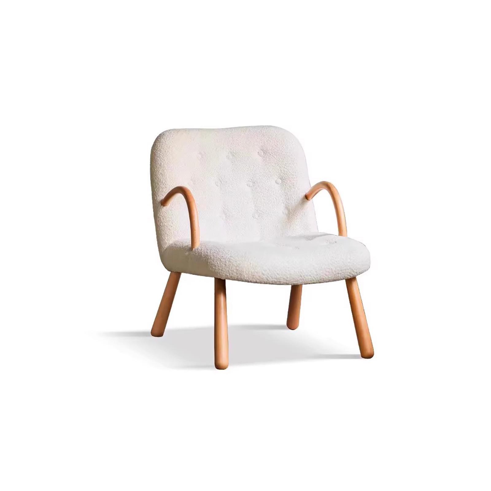 小淘家羊羔绒沙发椅北欧客厅阳台懒人躺椅小户型实木单人休闲椅