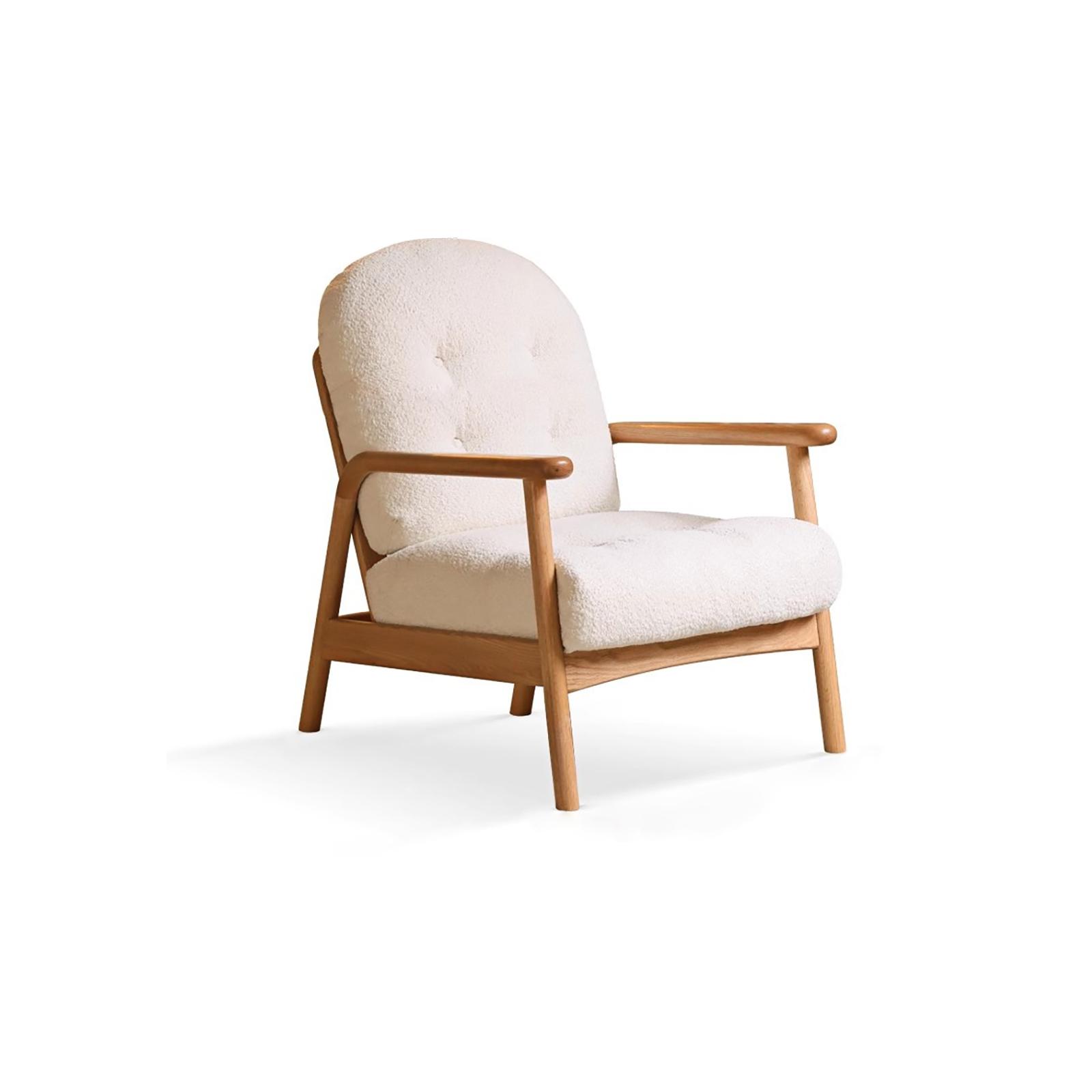 小淘家实木沙发椅客厅现代简约橡木椅子阳台单人椅原木风休闲椅