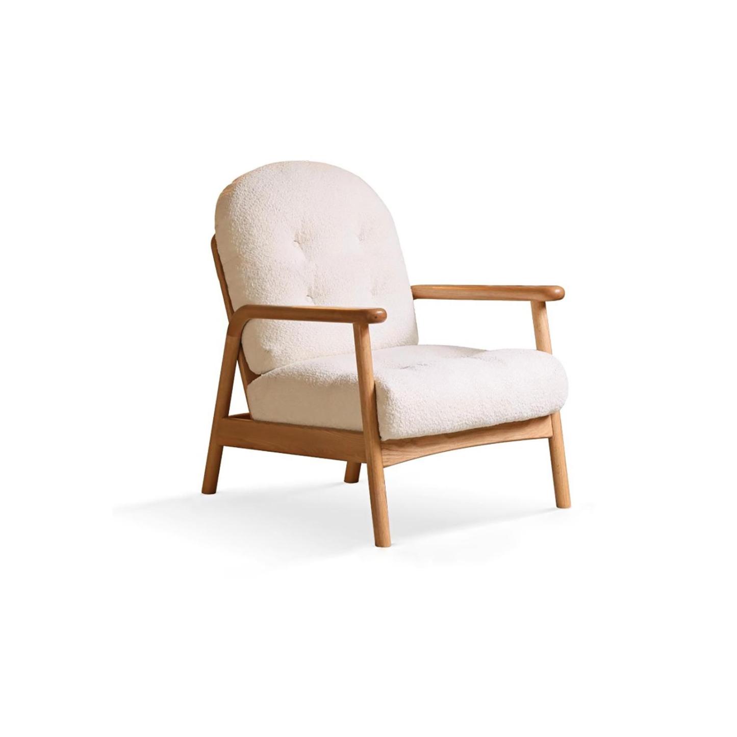 小淘家实木沙发椅客厅现代简约橡木椅子阳台单人椅原木风休闲椅