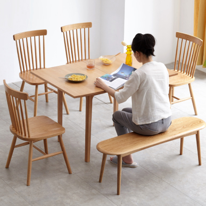 小淘家实木餐桌小户型折叠桌橡木饭桌现代简约餐厅桌子家用方桌