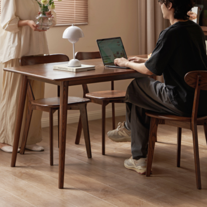 实木餐桌简约家用饭桌北欧橡木餐桌椅餐厅胡桃色吃饭桌子1.2米 一桌四椅(椅子H00S12)Y8253