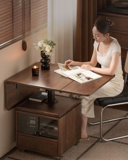 小淘家实木茶几现代简约升降茶桌客厅橡木折叠方几家用移动茶桌