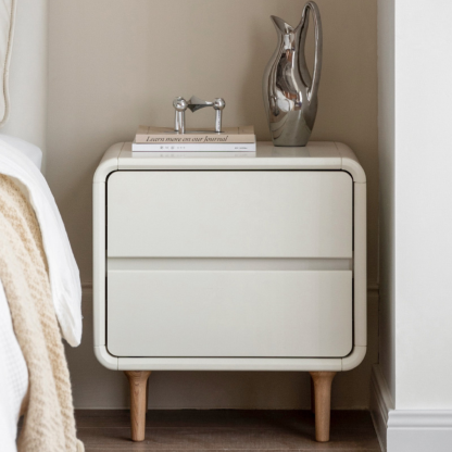 小淘家实木床头柜奶油风奶糖床边柜白色床边收纳柜卧室简约柜子