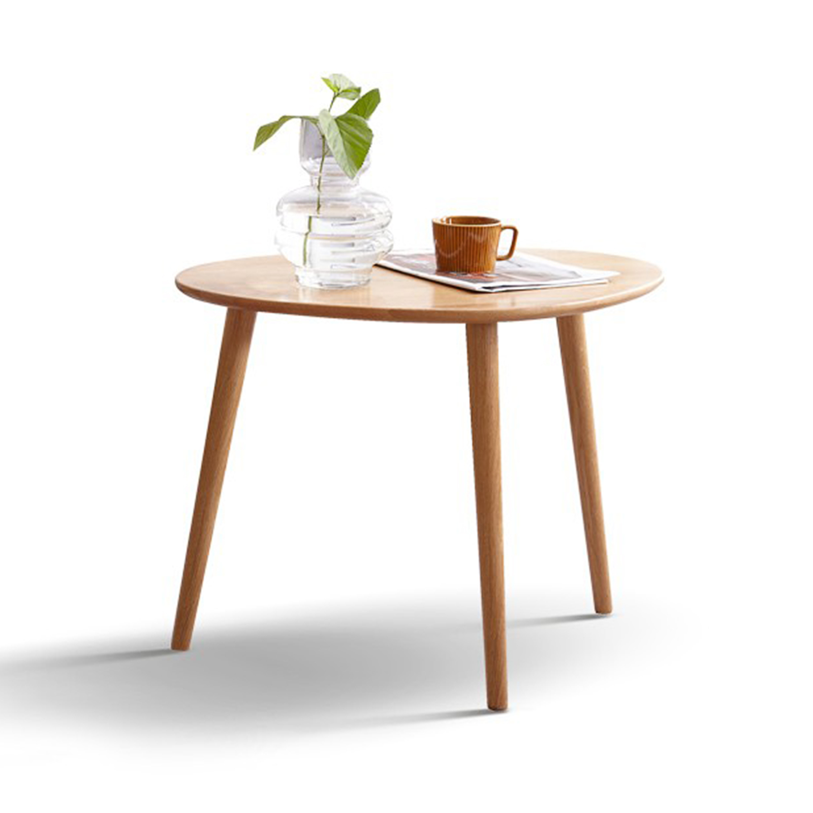 小淘家实木小茶几简约橡木沙发边桌家用角几北欧客厅圆桌小边几