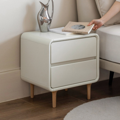 小淘家实木床头柜奶油风奶糖床边柜白色床边收纳柜卧室简约柜子
