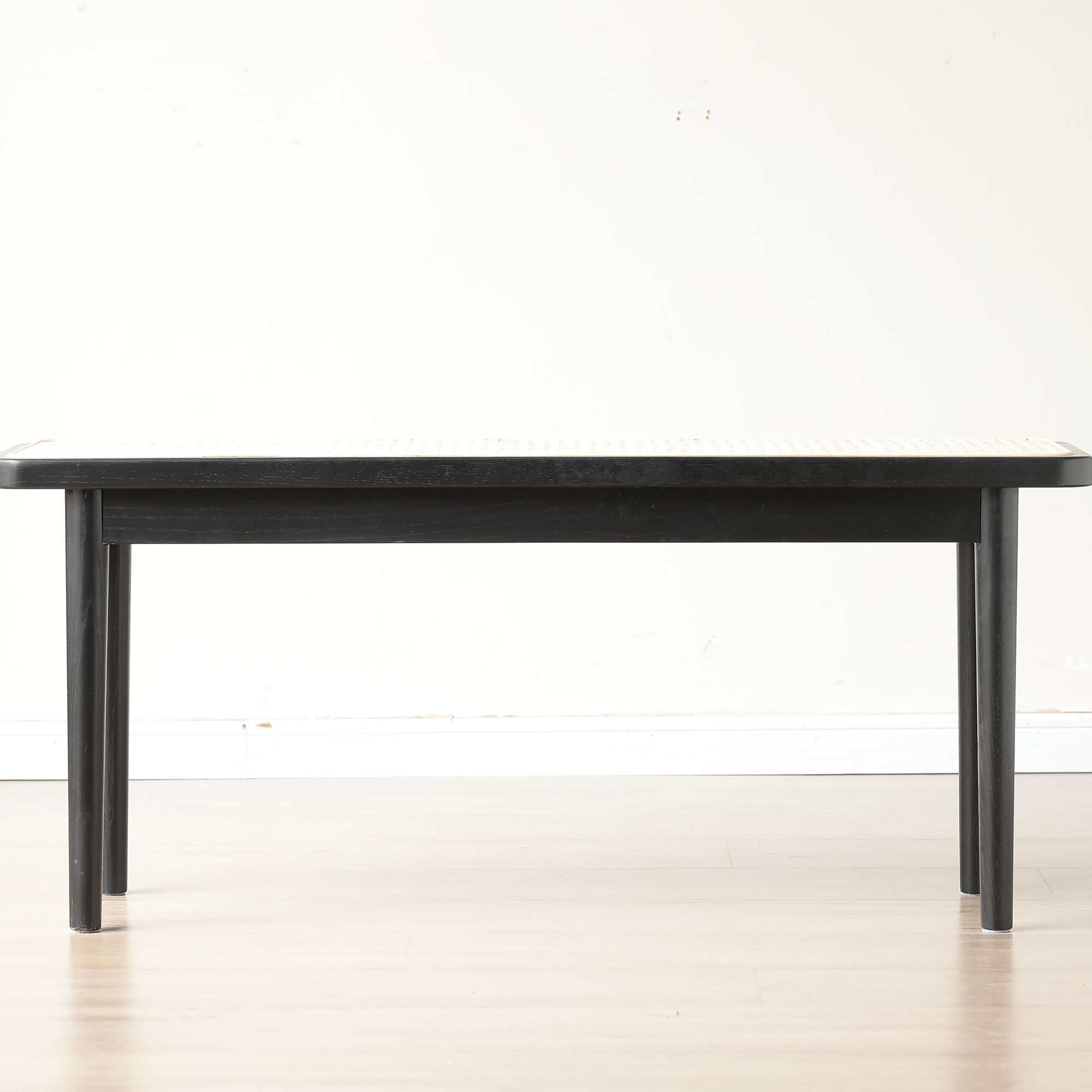 小淘家实木长条凳家用餐桌长凳黑色藤编餐凳床尾凳卧室餐厅条凳