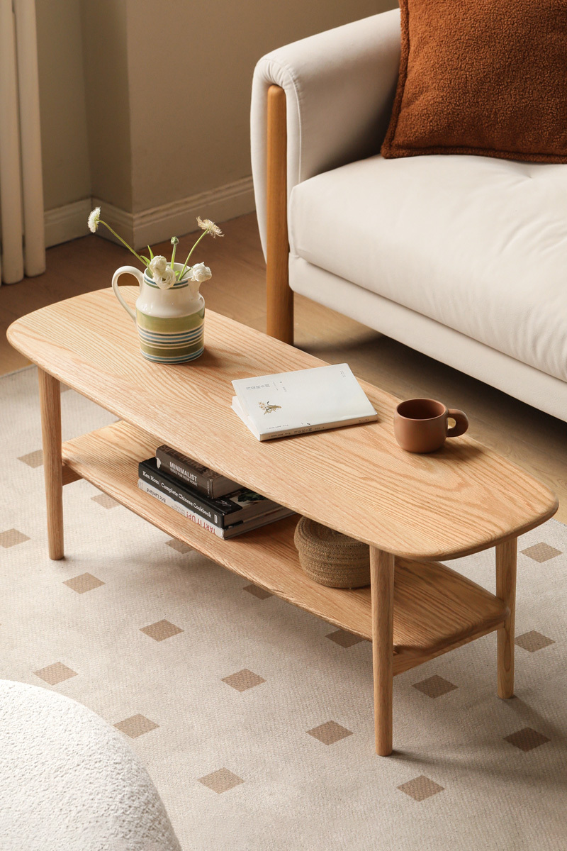 小淘家实木茶几客厅家用橡木茶桌小户型日式咖啡桌简约超窄茶台