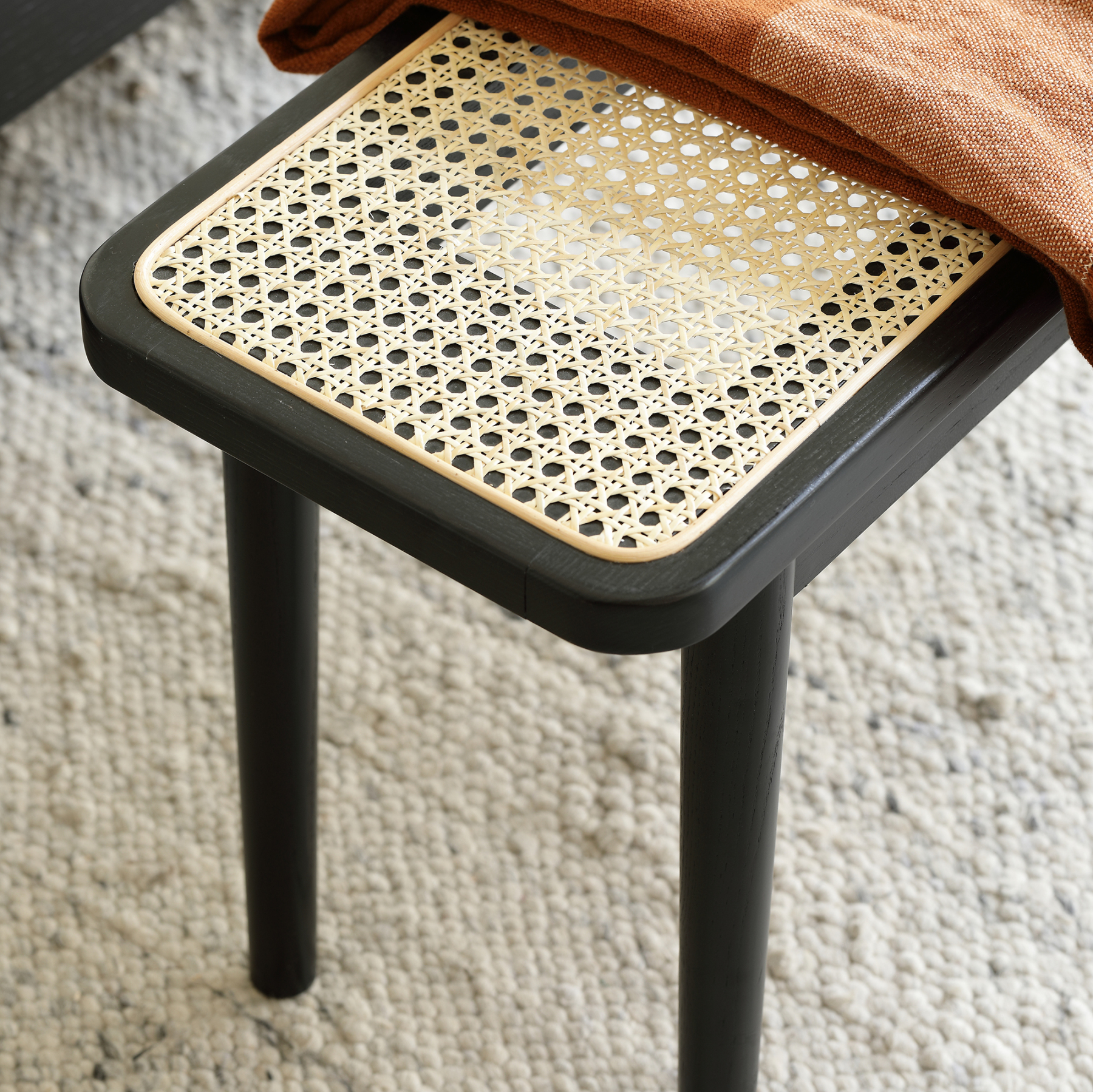 小淘家实木长条凳家用餐桌长凳黑色藤编餐凳床尾凳卧室餐厅条凳