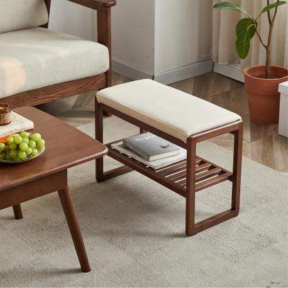 小淘家实木换鞋凳简约小户型欧洲榉木穿鞋凳北欧家用原木风软包坐凳