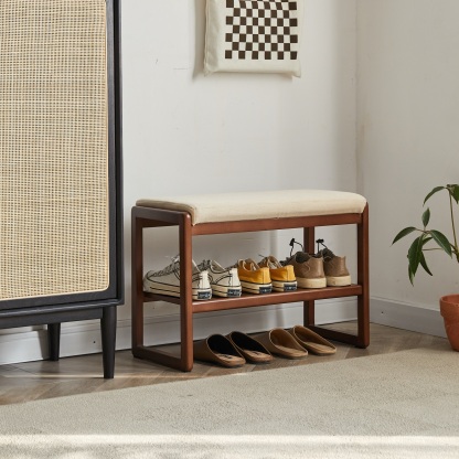 小淘家实木换鞋凳简约小户型欧洲榉木穿鞋凳北欧家用原木风软包坐凳