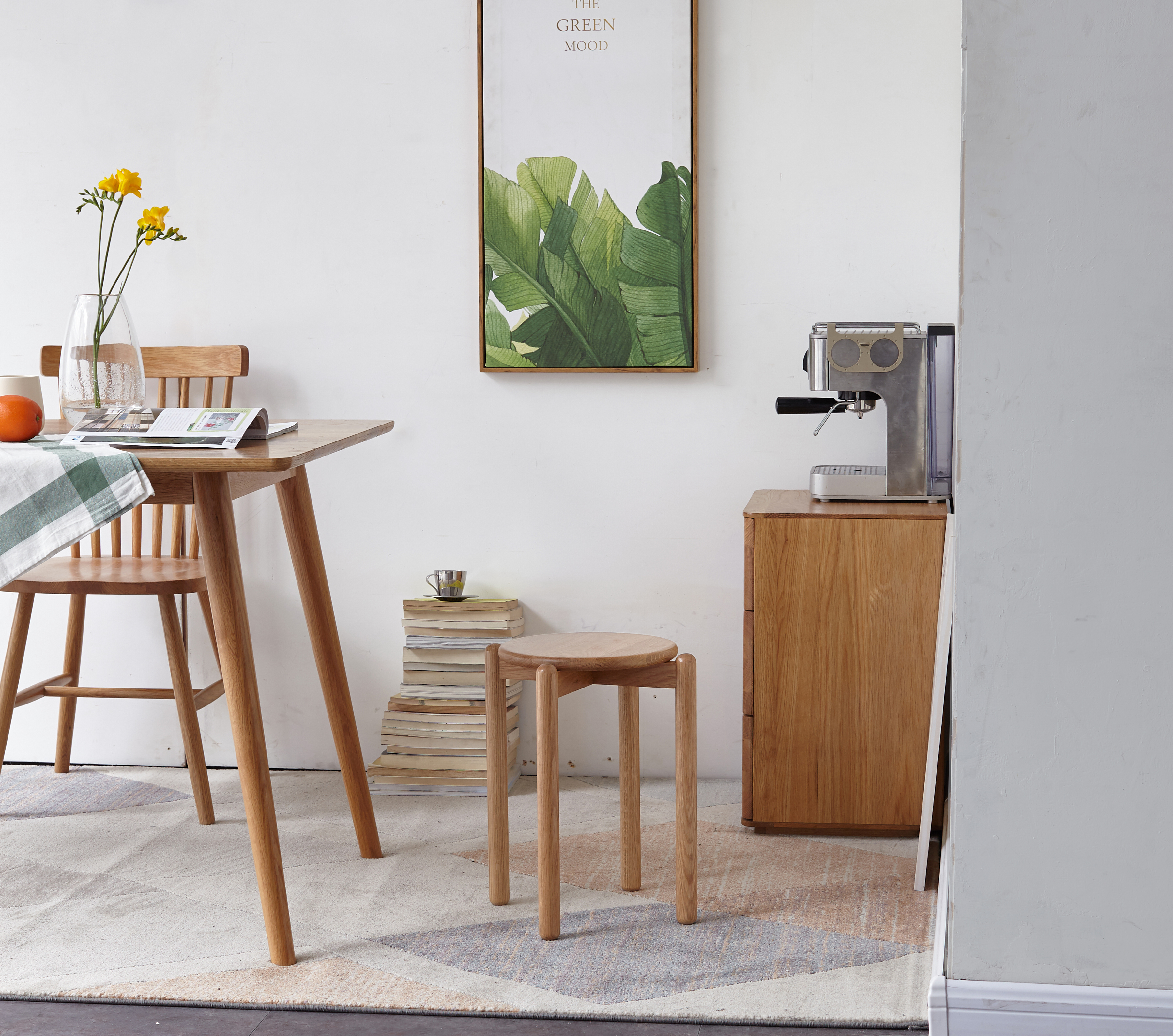 小淘家实木圆凳子化妆凳家用餐凳可叠放客厅小凳子矮凳木板凳