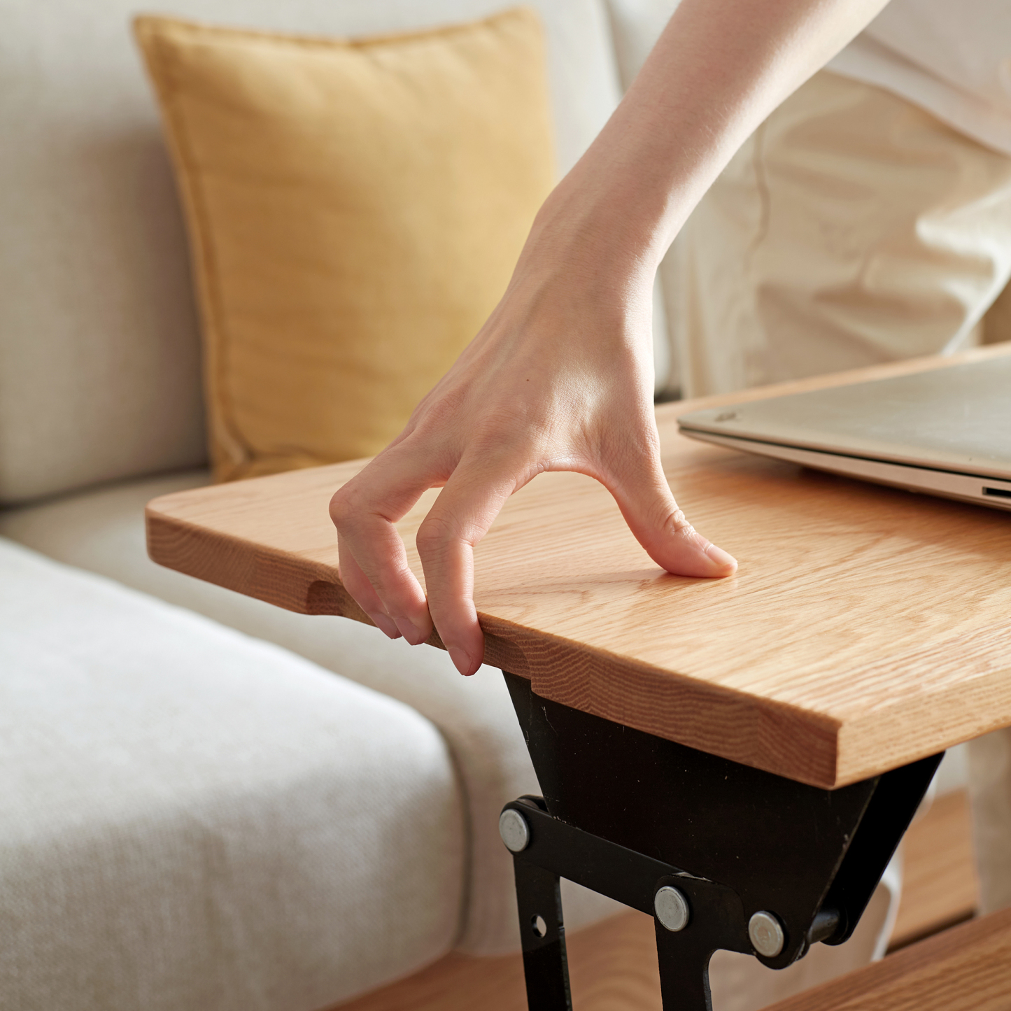 小淘家实木升降茶几北欧橡木咖啡桌现代简约茶台小户型客厅家具