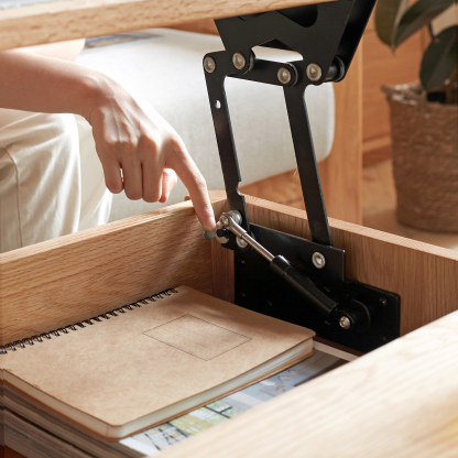 小淘家实木升降茶几北欧橡木咖啡桌现代简约茶台小户型客厅家具