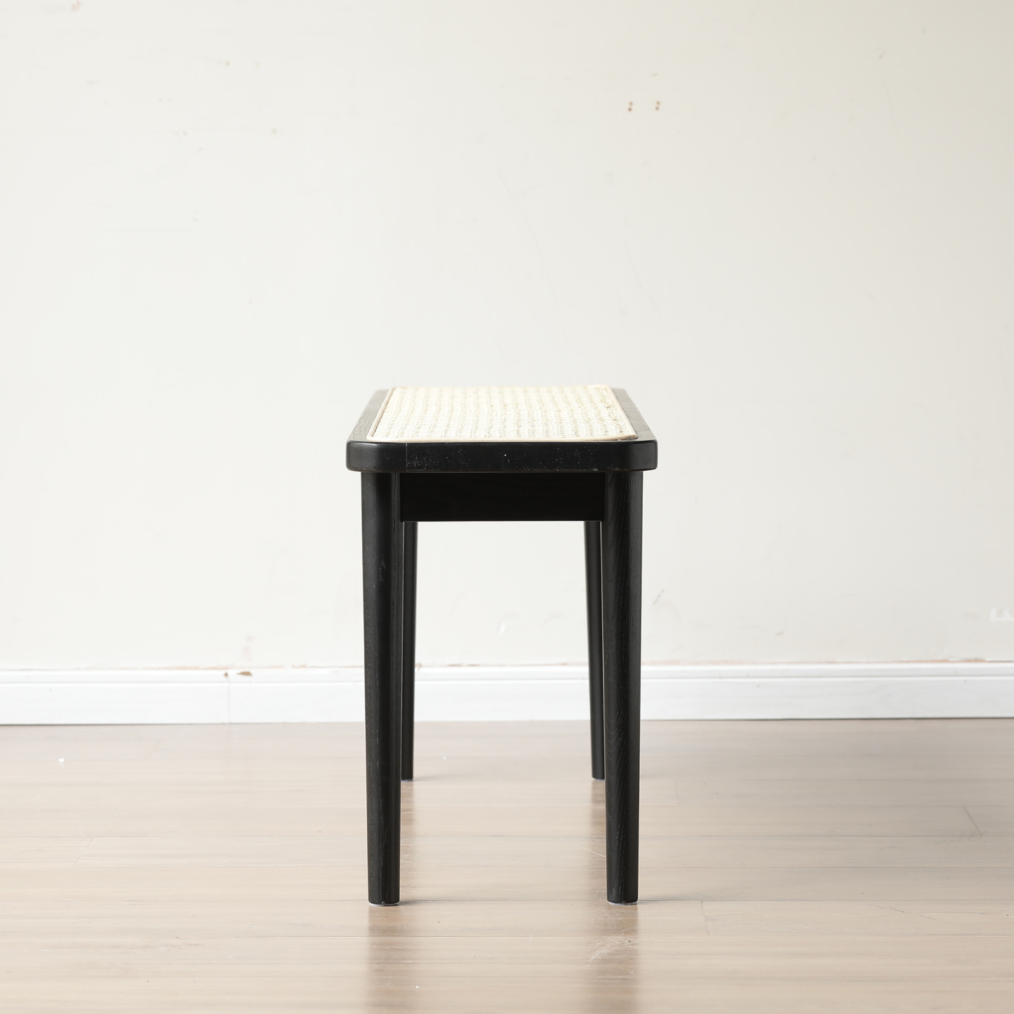 小淘家实木长条凳家用餐桌长凳黑色藤编餐凳床尾凳卧室餐厅条凳