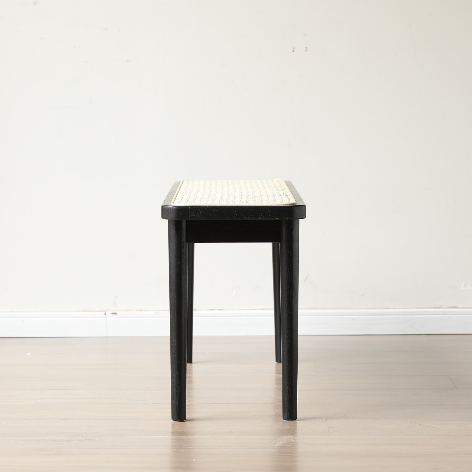 小淘家实木长条凳家用餐桌长凳黑色藤编餐凳床尾凳卧室餐厅条凳