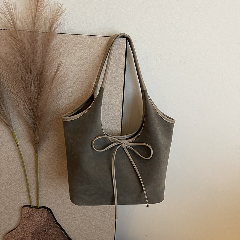 Women Suede Shoulder Bag Closure Underarm Bag