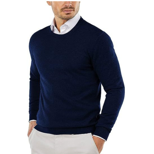 ZLUXURQ Mens Long Sleeve Crew Neck Soft Thermal Knitted Jumper