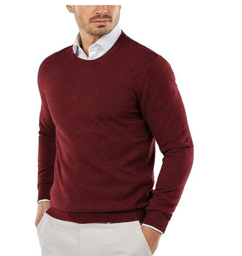 ZLUXURQ Mens Long Sleeve Crew Neck Soft Thermal Knitted Jumper