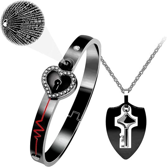 Lock and Key Bracelet Set Titanium Steel Couple Jewelry