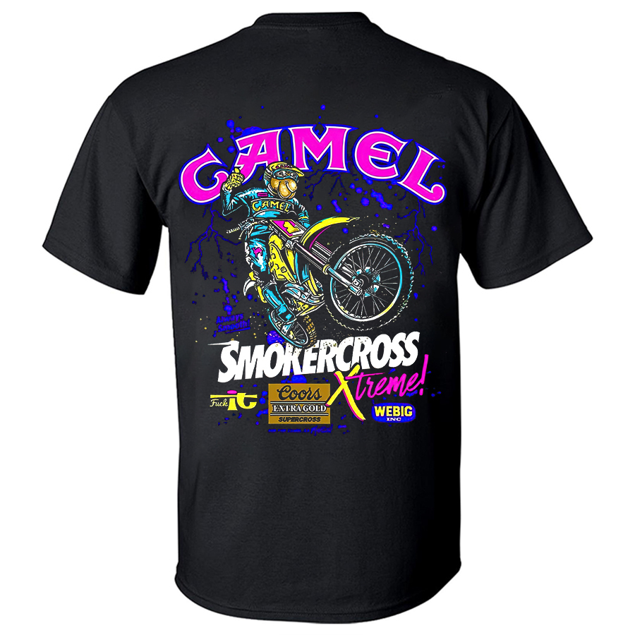 Camel Smokercross Printed Unisex Oversized T-shirt Image - 2