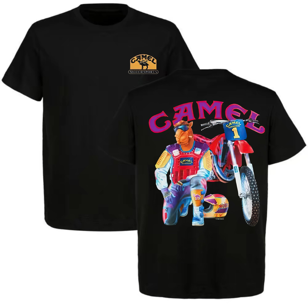 Camel Vintage Printed Unisex Oversized T-shirt Image - 1