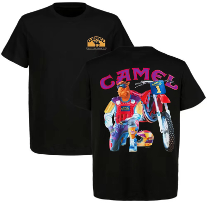 Camel Vintage Printed Unisex Oversized T-shirt Image - 1