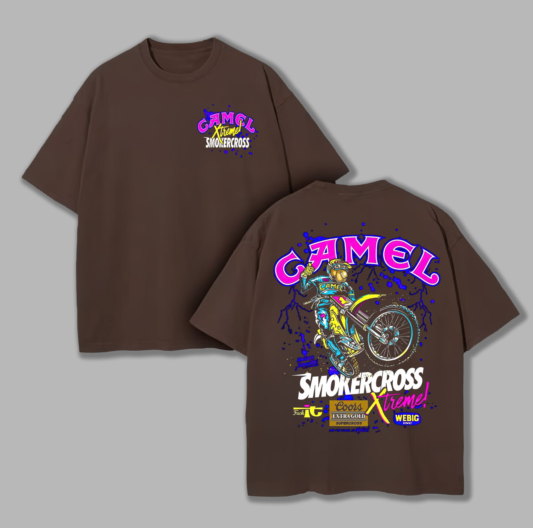 Camel Smokercross Printed Unisex Oversized T-shirt Image - 6