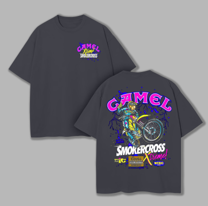 Camel Smokercross Printed Unisex Oversized T-shirt Image - 7