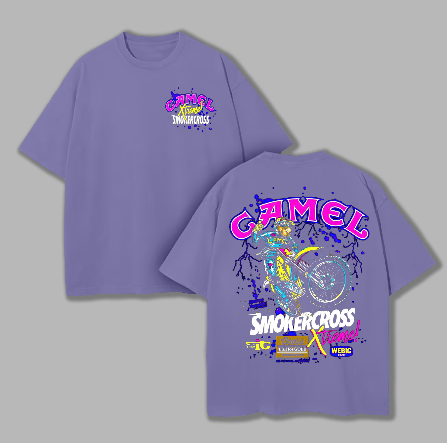 Camel Smokercross Printed Unisex Oversized T-shirt Image - 9