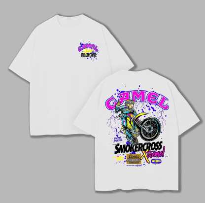 Camel Smokercross Printed Unisex Oversized T-shirt Image - 11