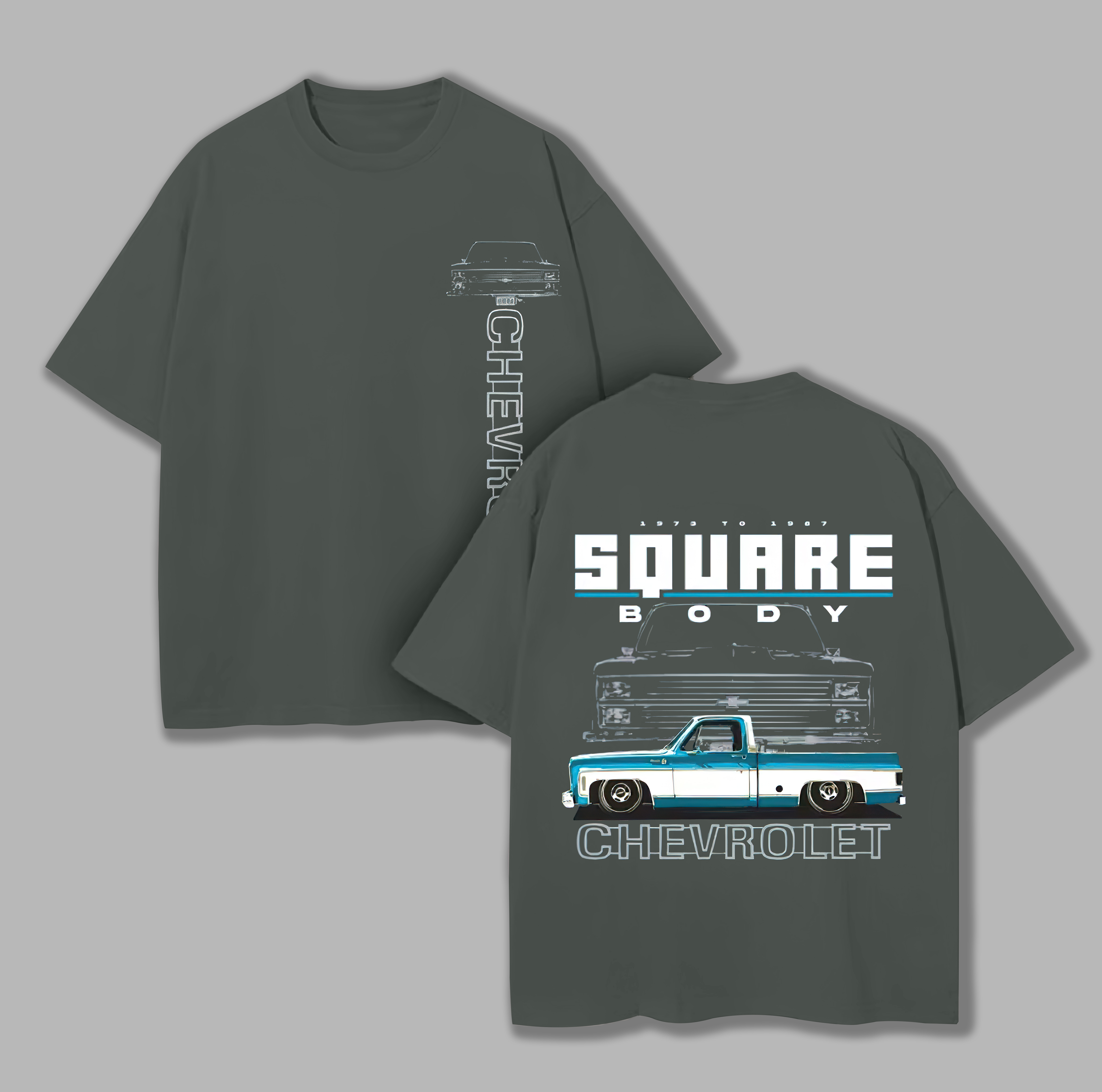 Square Body Chevrolet Printed Unisex Oversized T-shirt Image - 9