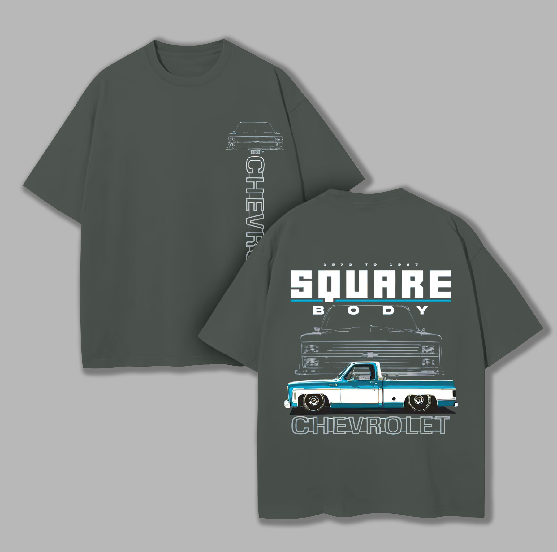 Square Body Chevrolet Printed Unisex Oversized T-shirt Image - 9