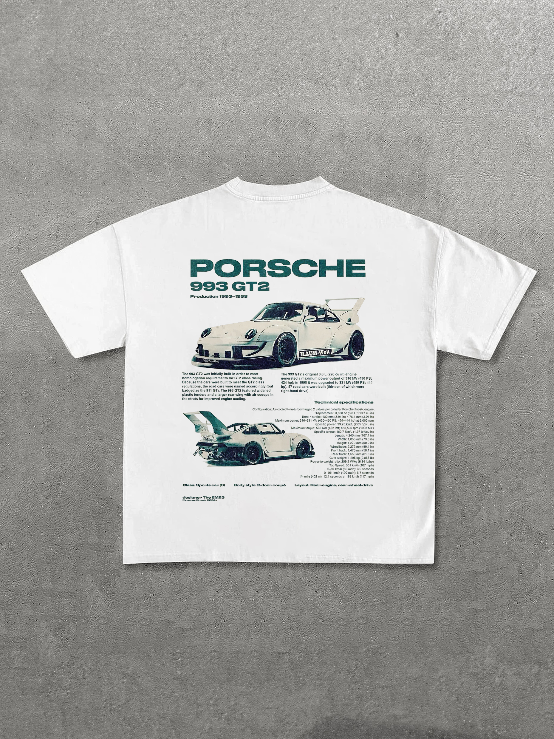 Porsche 993 GT2 Printed Unisex T-Shirt Image - 1