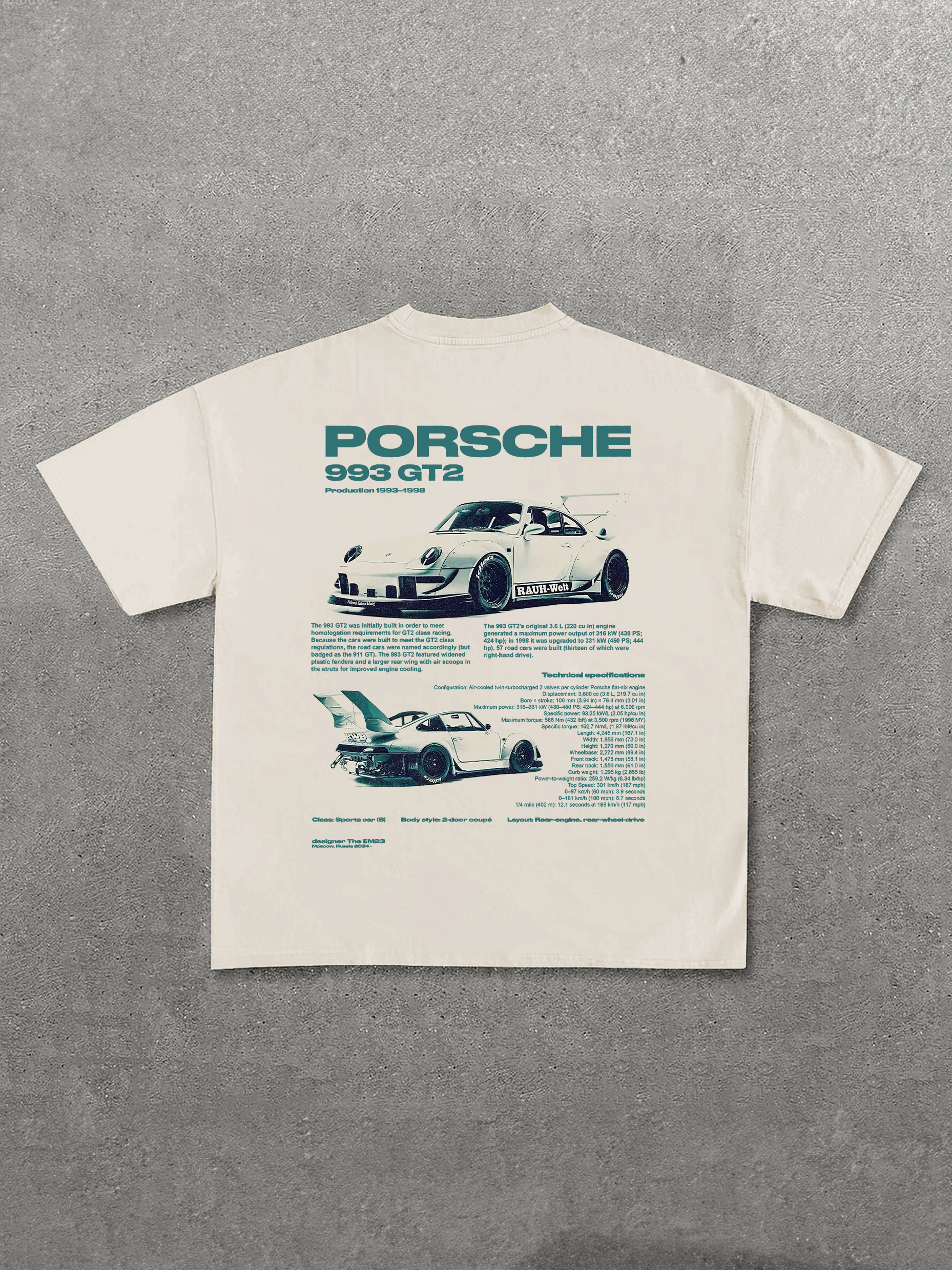 Porsche 993 GT2 Printed Unisex T-Shirt Image - 11