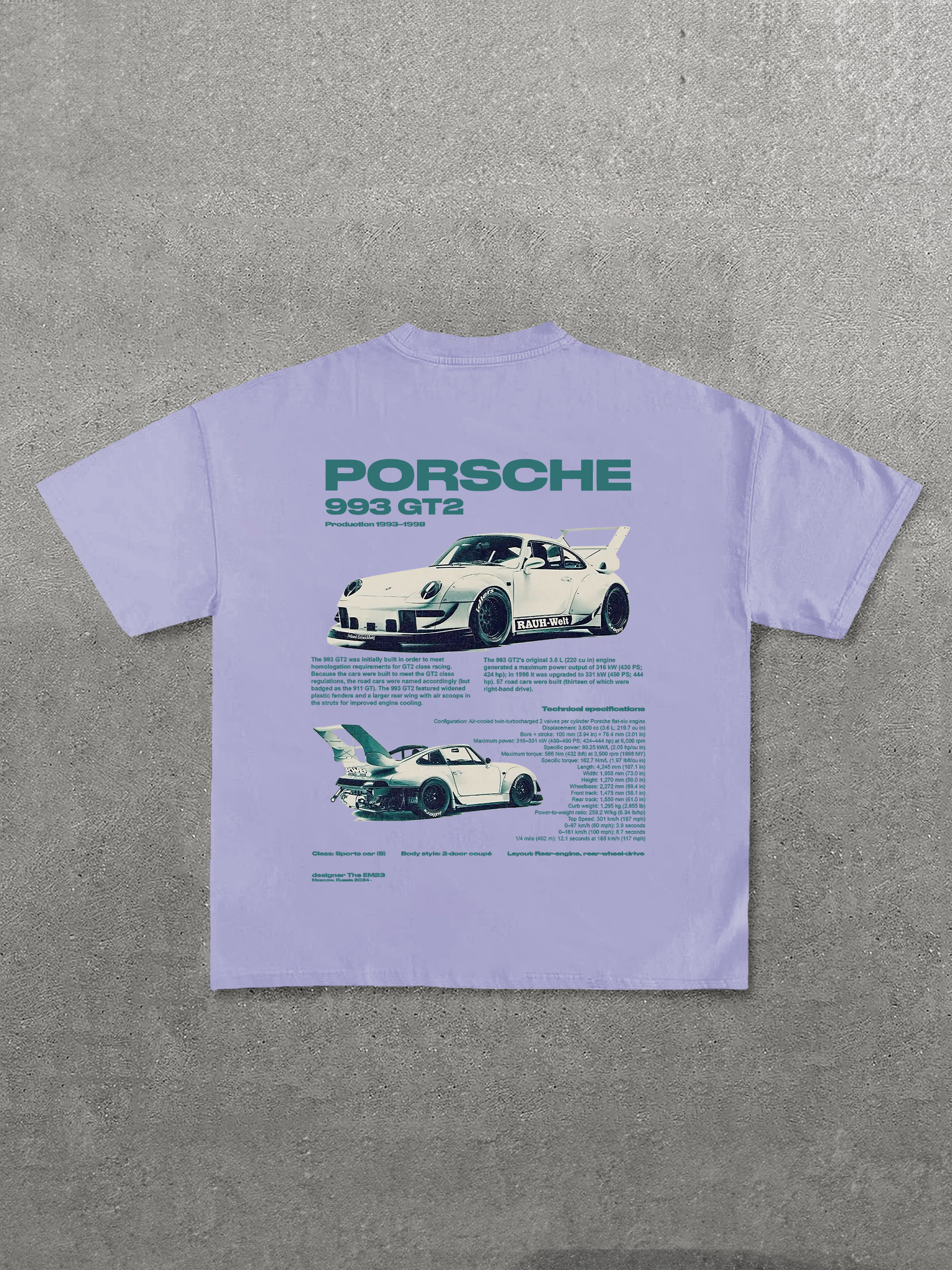 Porsche 993 GT2 Printed Unisex T-Shirt Image - 9