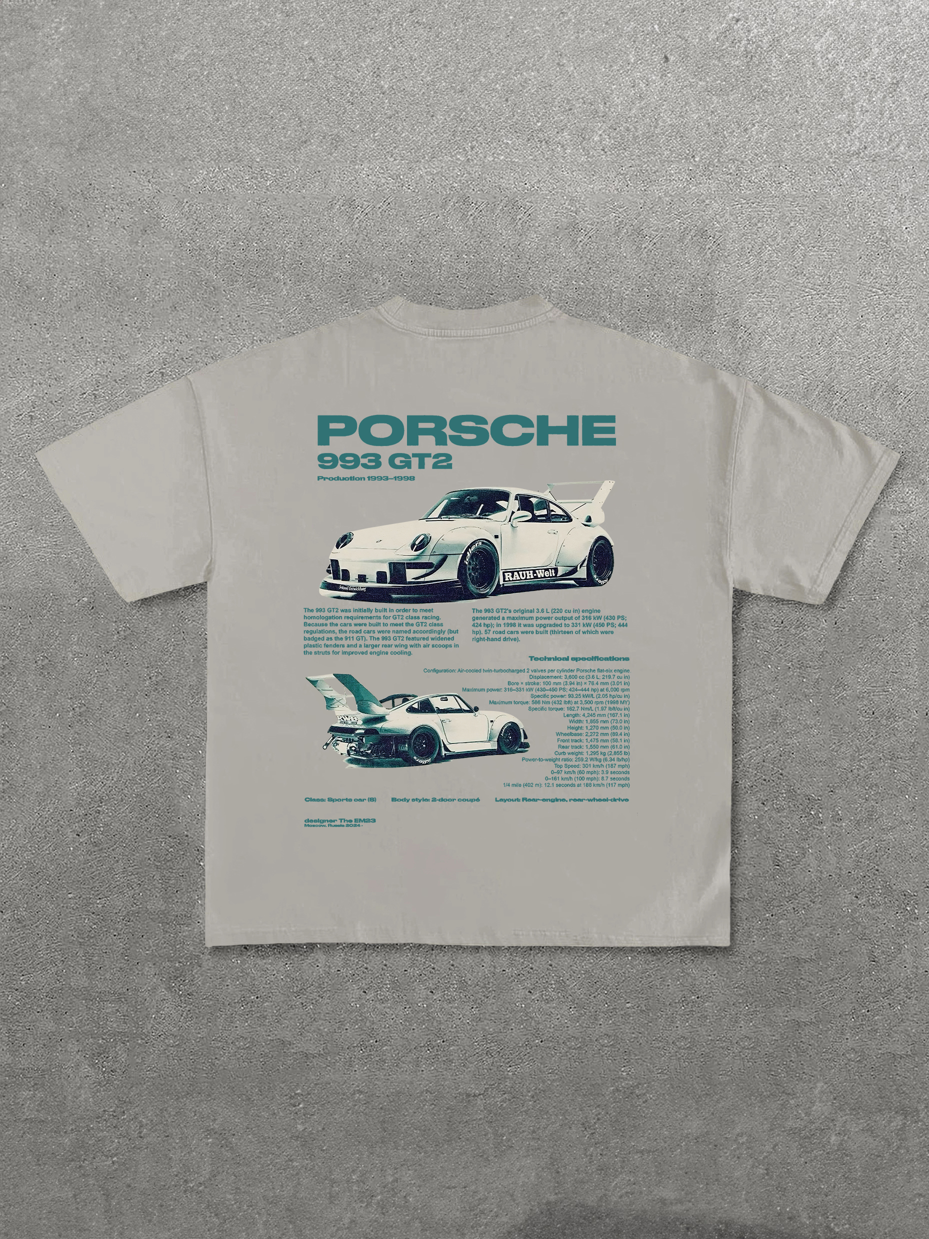 Porsche 993 GT2 Printed Unisex T-Shirt Image - 13