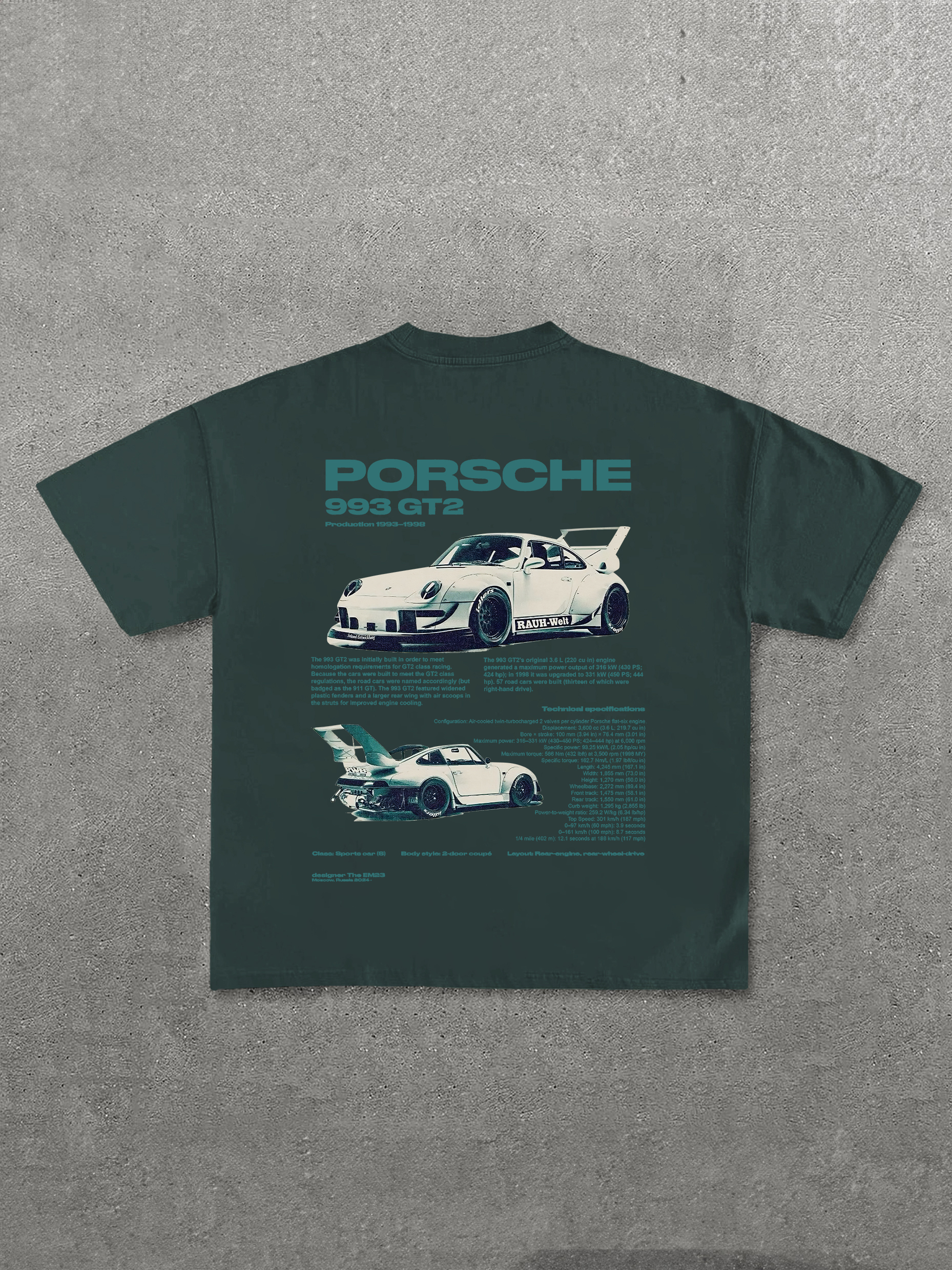 Porsche 993 GT2 Printed Unisex T-Shirt