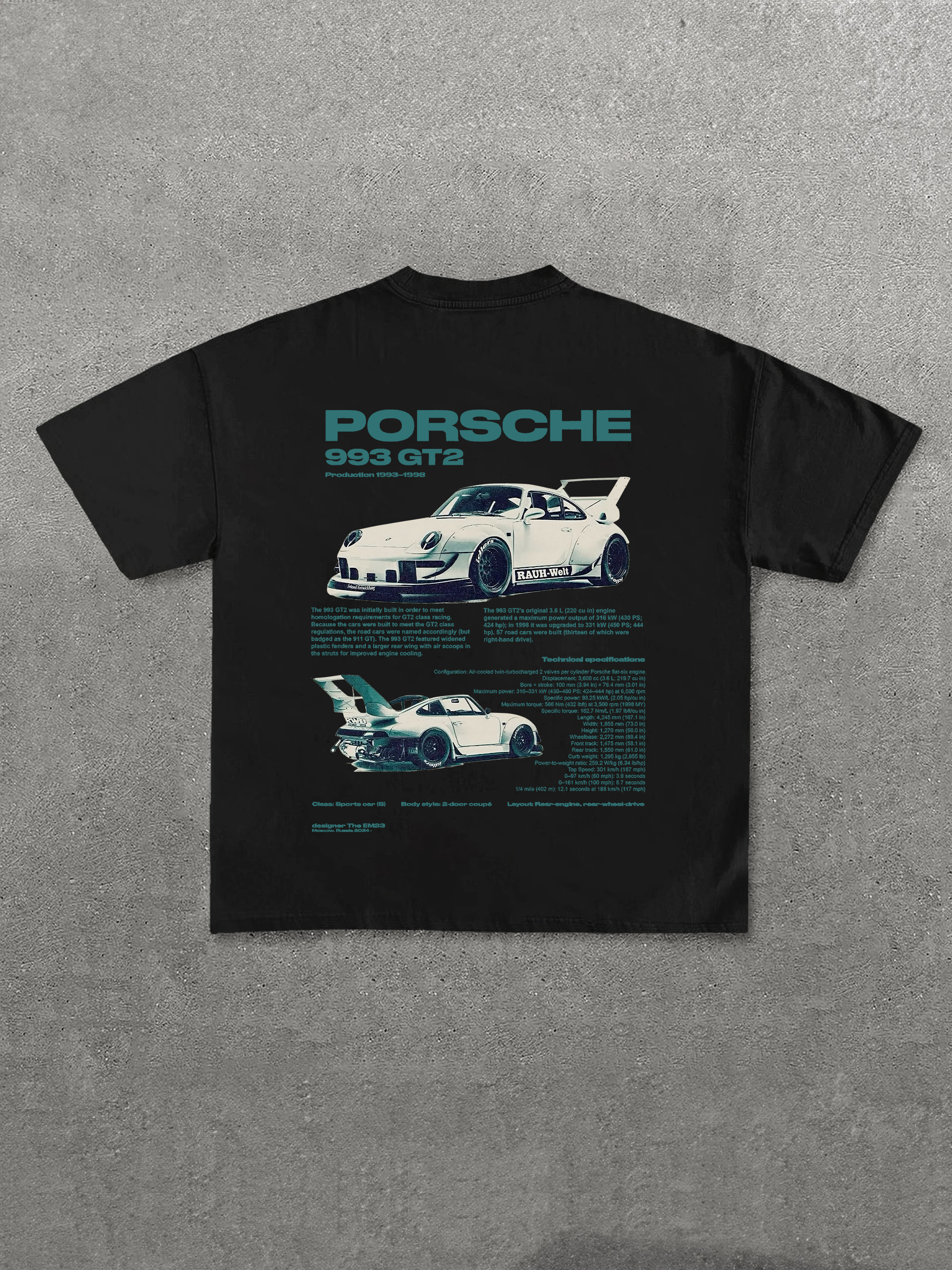 Porsche 993 GT2 Printed Unisex T-Shirt Image - 5