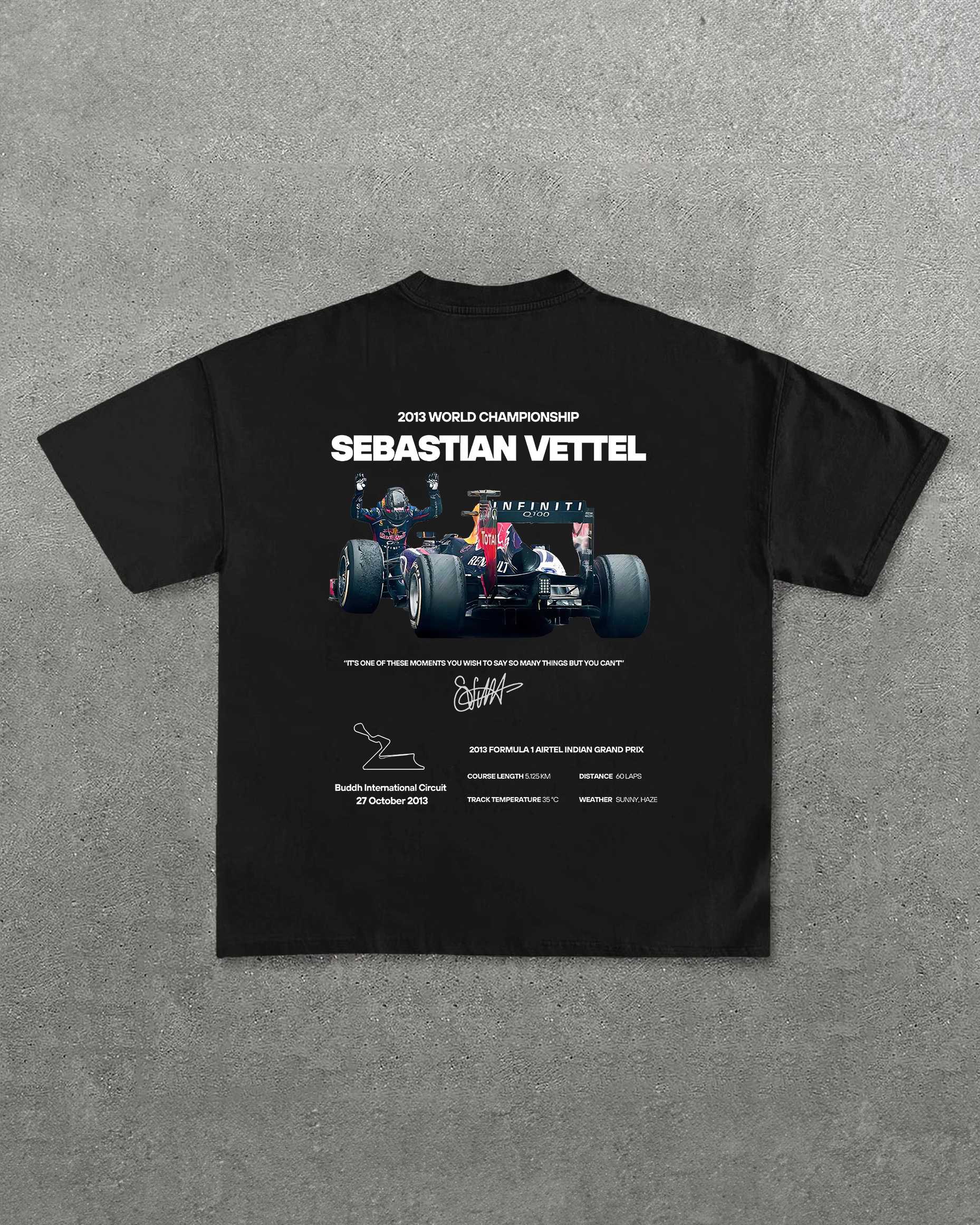 2013 World Championship Sebastian Vettel Printed Unisex T-Shirt Image - 1