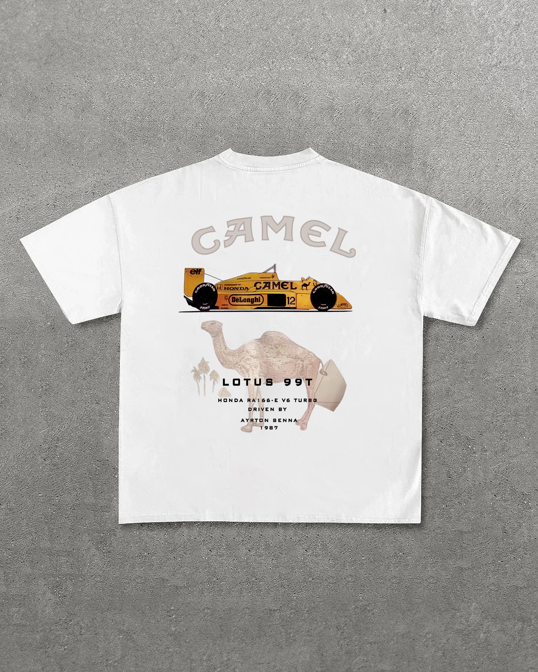 Camel Lotus 99t Printed Oversized Unisex T-shirt Image - 1
