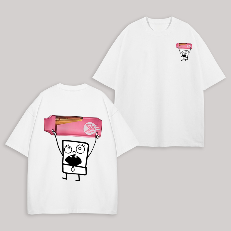 Cute DoodleBob Printed Unisex Oversized T-shirts Image - 1