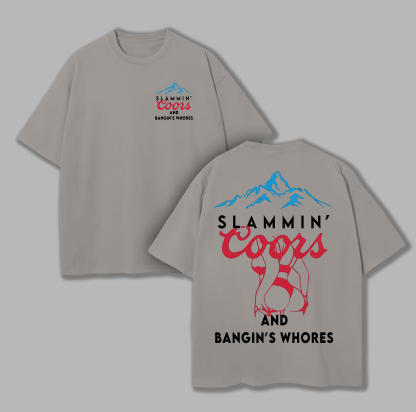 Slammin' And Bangin's Whores Printed Unisex Oversized T-shirt Image - 3