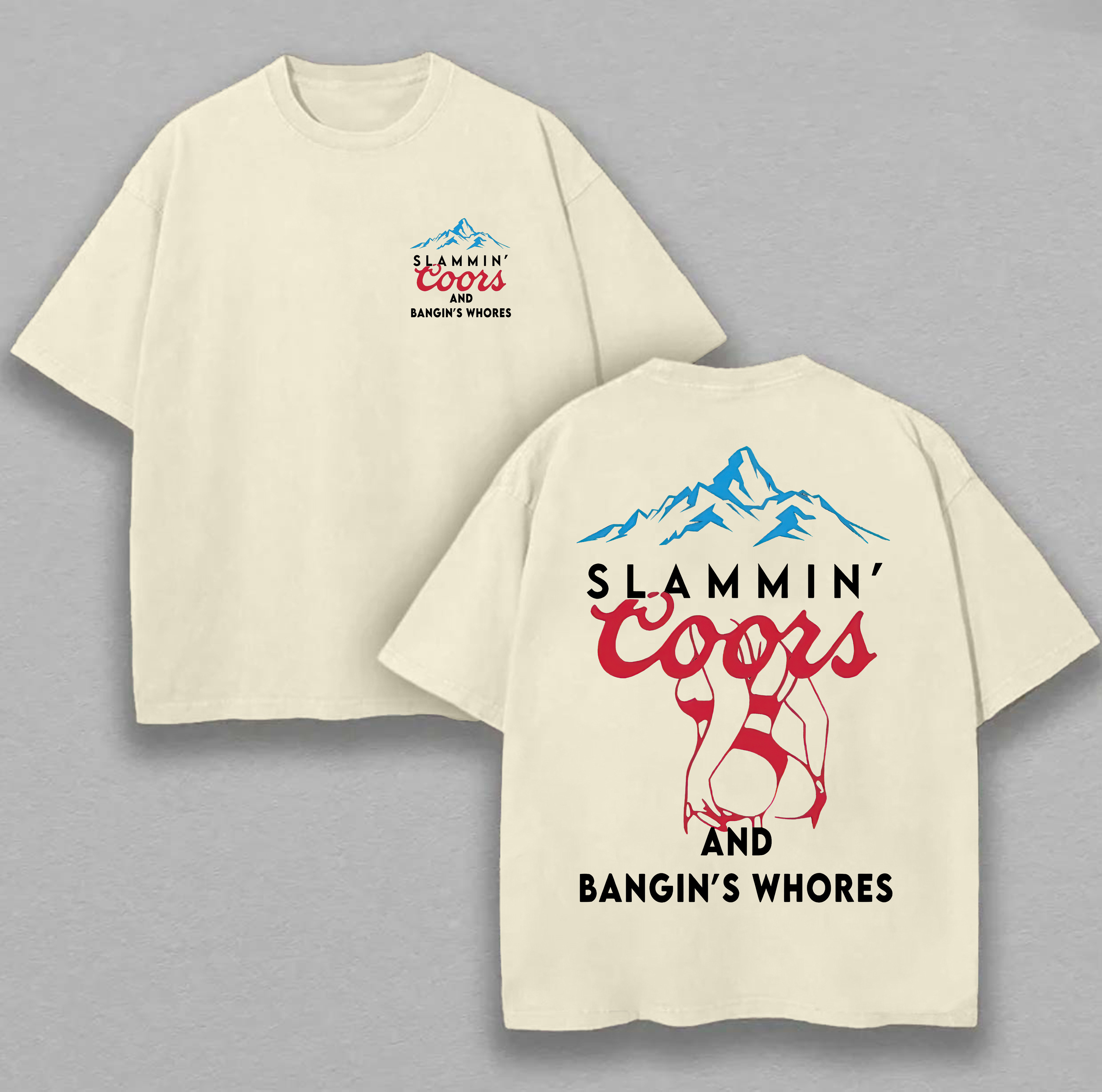 Slammin' And Bangin's Whores Printed Unisex Oversized T-shirt Image - 4