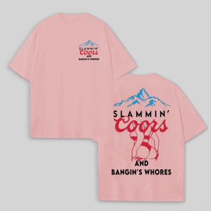 Slammin' And Bangin's Whores Printed Unisex Oversized T-shirt Image - 7