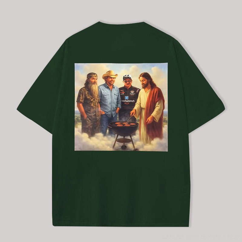 ( bacDale Earnhardt & Jesus Special Barbecue Printed Oversized Unisex 