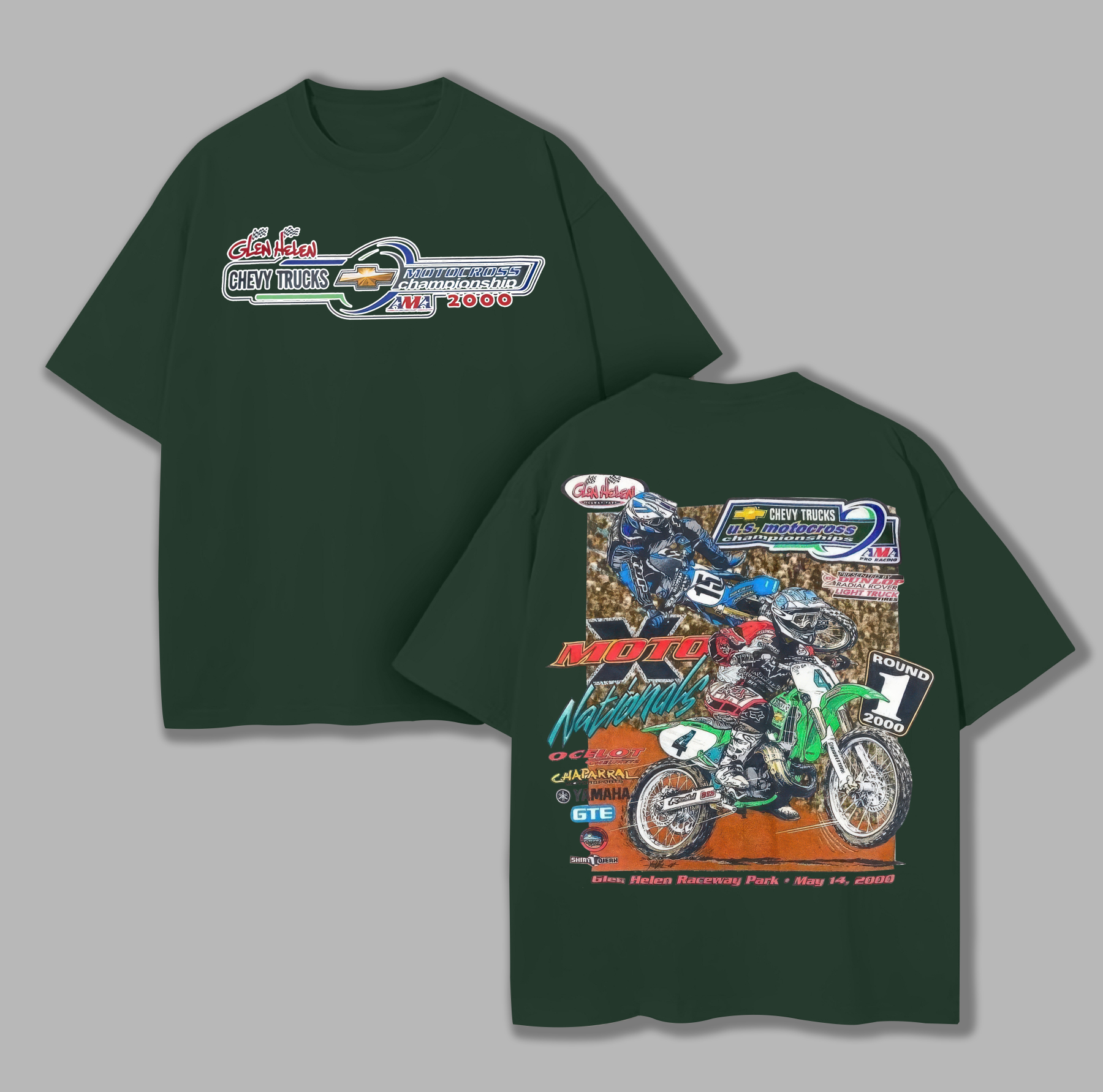NOS 2000 Glen Helen Motocross Pro National Printed Unisex Oversized T-shirt Image - 2