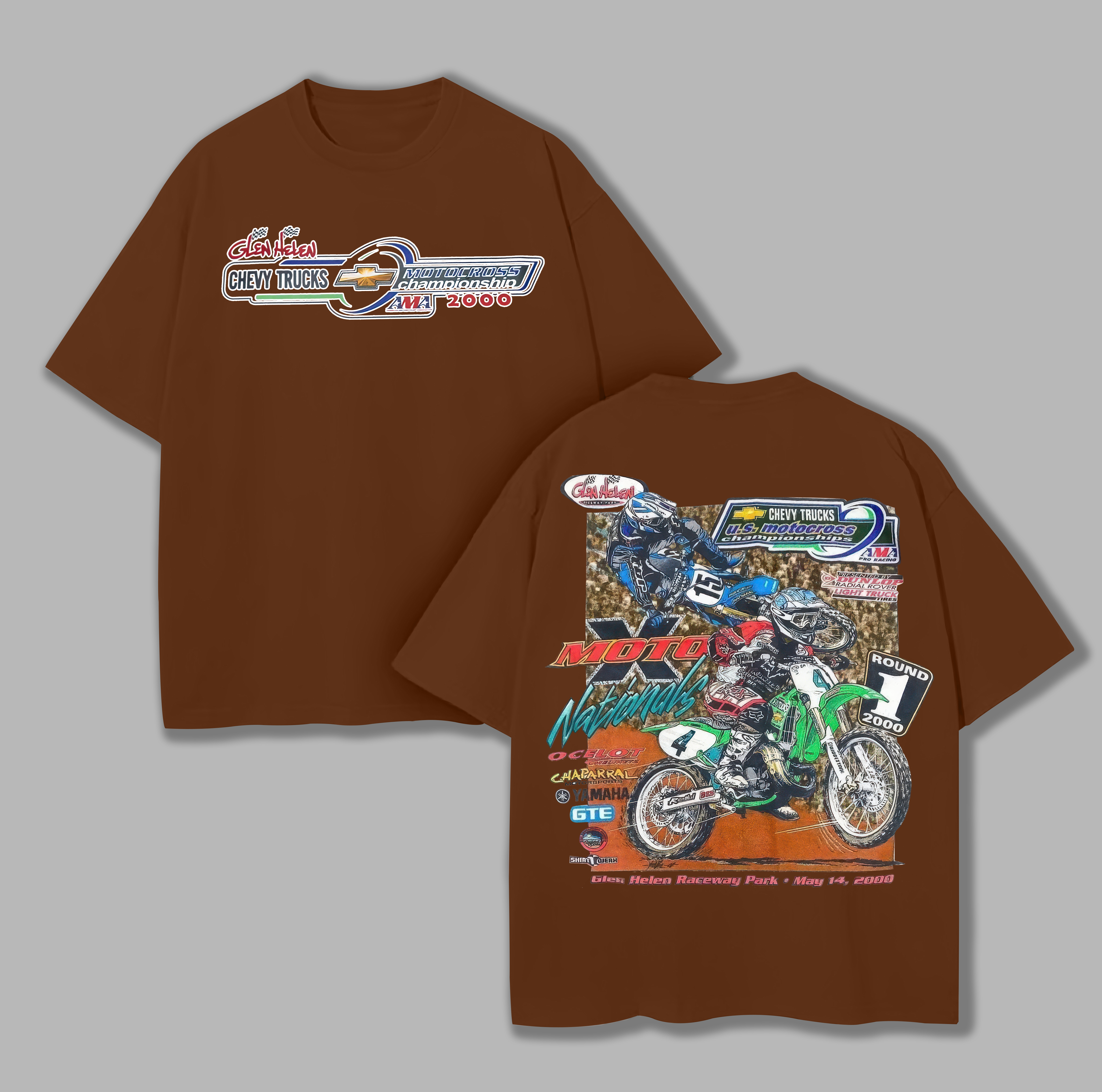 NOS 2000 Glen Helen Motocross Pro National Printed Unisex Oversized T-shirt Image - 3